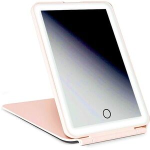 NWT VANITY PLANET Blush Pink Rose MINI POSE LED TRAVEL MIRROR touch dimmable